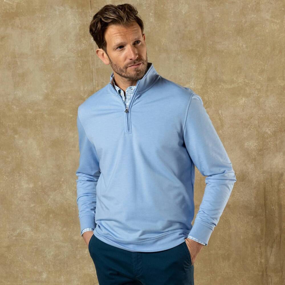 NEW DUCK HEAD long sleeve dunmore 1/4 pullover in serenity blue heather